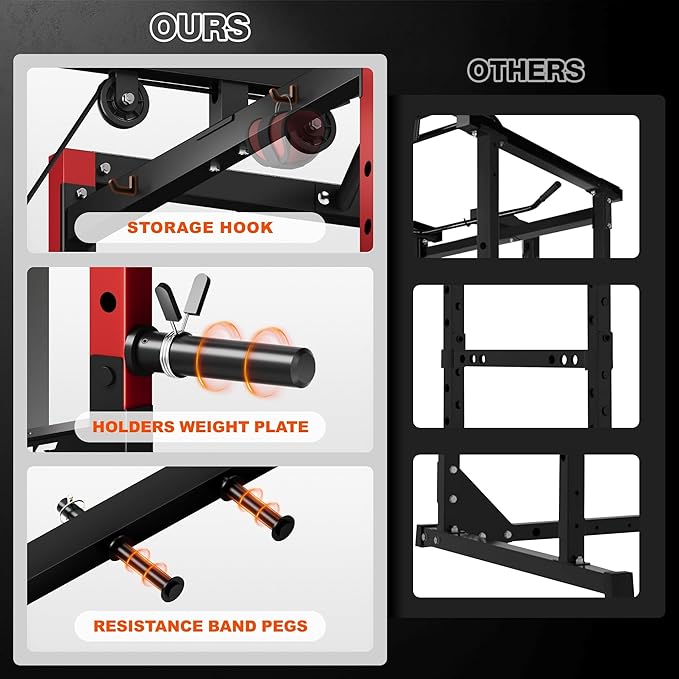 JELENS S21 Power Cage, Multi-Function Power Rack with Adjustable Cable Crossover System, 2000LBS Squat Rack for Home Gym with More Training Attachments