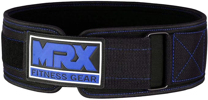 MRX Weight Lifting Belt - 4 Inches Wide 8mm Thick Padded Back Support with Flexible Ultralight Foam Powerlifting Belts Heavy Duty Deadlifts Workout Squats Exercise & Lifting Belt for Men & Women