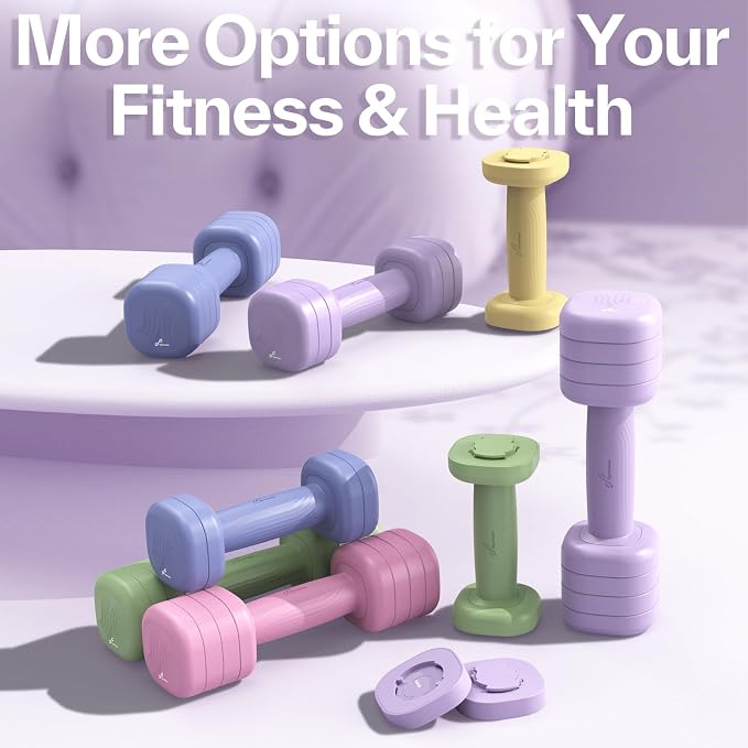 Adjustable Dumbbell Set of 2: Sportneer 4 in 1 Free Weights Dumbbells Set for Women, Hand Weights for Women at Home, Available in 5 lb × 2 and 10 lb × 2 Sets with Soft Rubber Handle for Home Gym Exercise Training