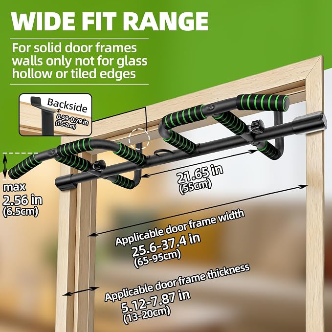 VBSD Upgrade Pull Up Bar for Doorway with Ergonomic Grip, Upto 440 Lbs Capacity No Screws Pullup Bar for Home Gym Indoor Exercise Strength Training, Authorized Under US Patent