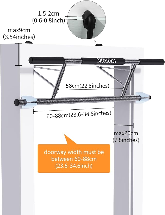 MOMODA Doorway Pull Up Bar, Home Gym Fitness Chin-Up Bar for Door Frame