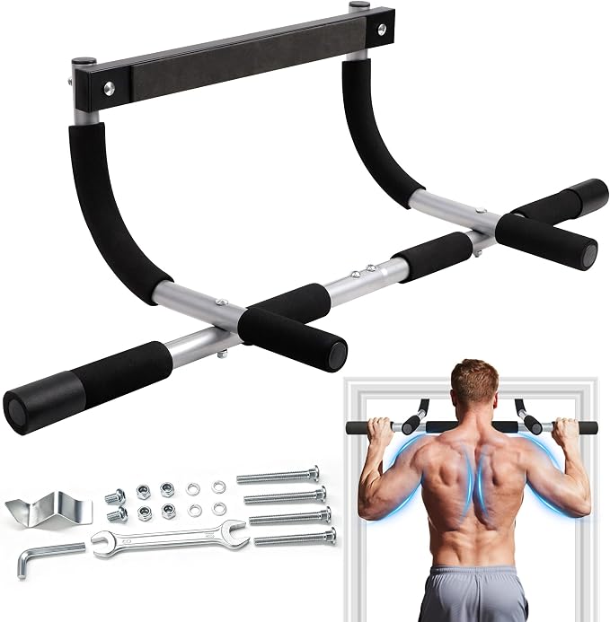 TOPOKO Pull Up Bar for Doorway, Heavy Duty Chin Up Station for Home Gym, Multi-Grip or Adjustable Door Frame Exercise Equipment for Upper Body Strength Training