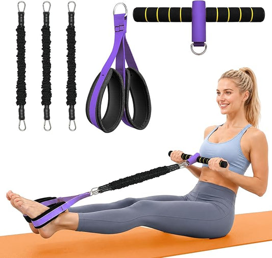 Resistance Bands with Handles, 6-Tube Elastic Pedal Resistance Band for Working Out, Durable Natural Rubber Exercise Bands, Multifunction Exercise Equipment for Abdomen, Waist, Arm, Leg Stretching