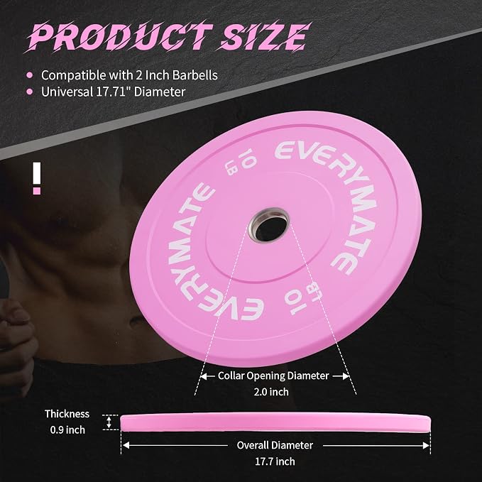 EVERYMATE Change Weight Plates 1.25LB 2.5LB 5LB Set Fractional Olympic Bumper Plates for Cross Training Steel Insert Strength Training