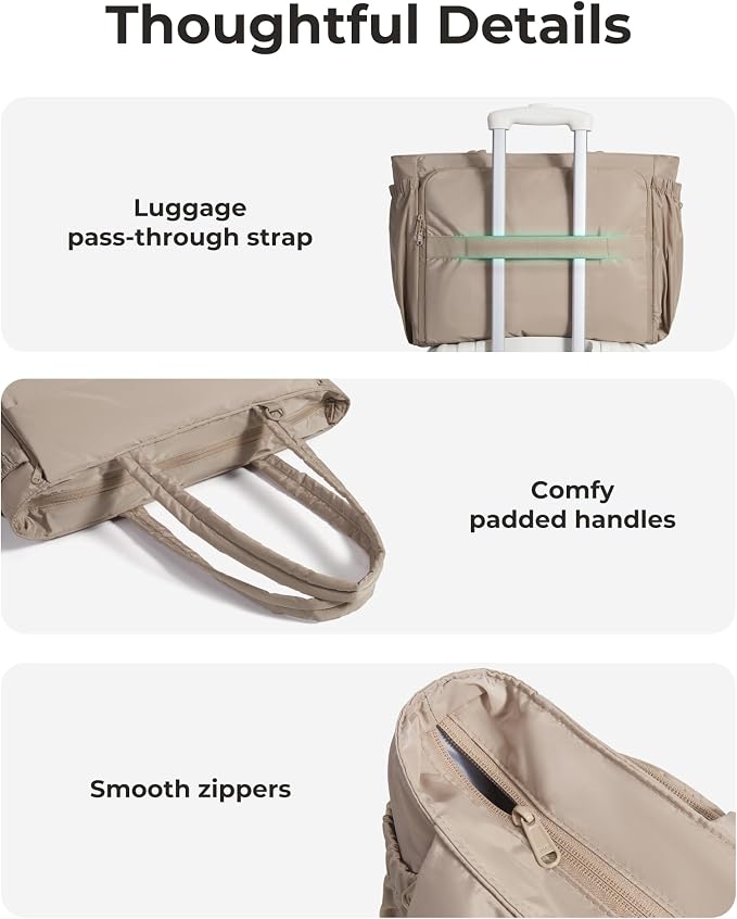 BAGSMART Yoga Pilates Tote Bag for Women with Knotted Handle, Gym Bag | 23L lightweight & waterproof shoulder sling bag, gym bag with yoga mat holder, for 15.6'' Laptop, ideal for work travel