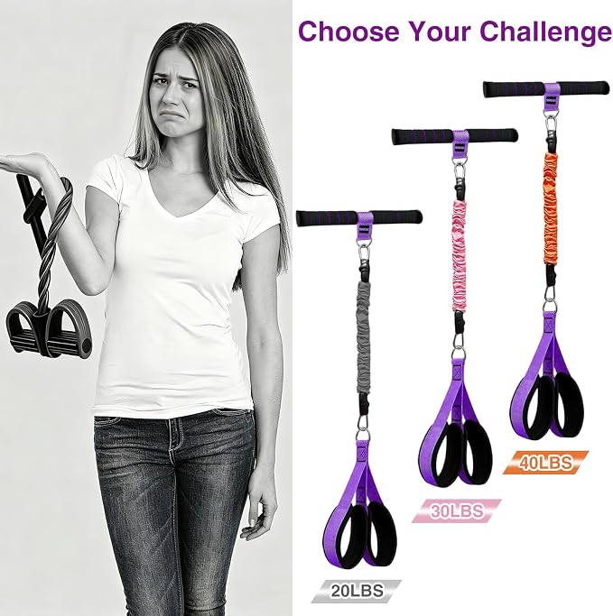 Durable Comfortable Padded Handle Adjustable Pedal Resistance Band 20-40LBS for Full Body Workout