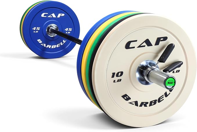 CAP Barbell Olympic Weight Set with 7ft Barbell & Bumper Plates | 160-370 lbs | Multiple Options