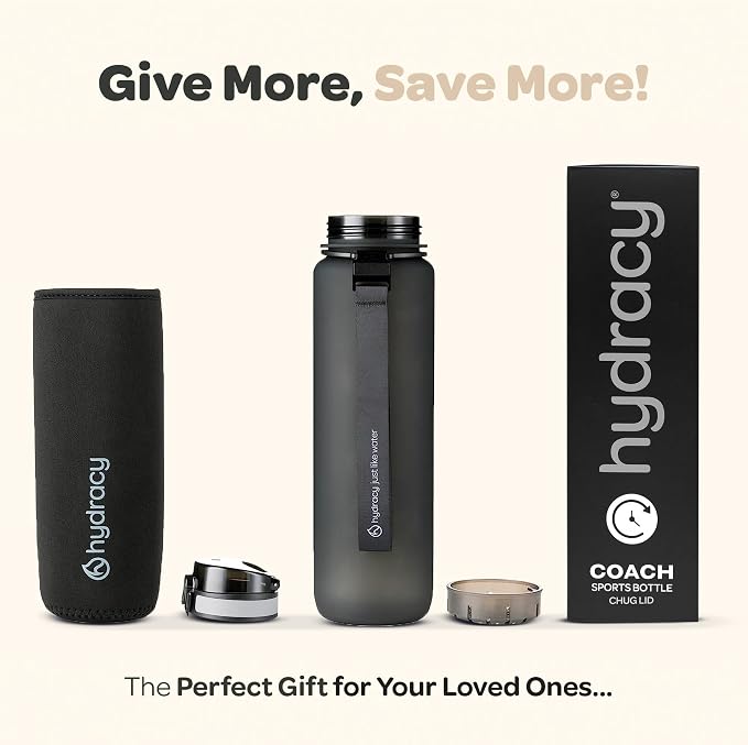 Hydracy Motivational Water Bottle with Time Marker & Fruit Infuser 32 oz | BPA-Free Tritan, Leakproof Flip-Top Lid,No-Sweat Sleeve,Carry Strap,Daily Intake Tracking for Gym,Sports,Outdoors