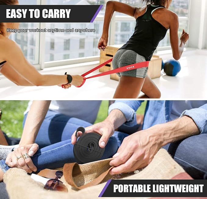 VEICK Pull Up Assist Resistance Bands for Home Gym | 100% Natural Latex, Non Slip Leather Texture, Space Saving, Versatile for Full Body Training, Home Gym