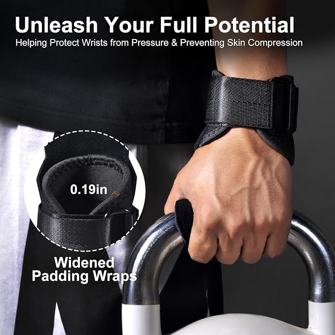 Weight Lifting Wrist Strap for Men & Women, 1 Pair | Double Layer Leather, For Deadlift and Powerlifting, Adjustable Neoprene Padded Wrist Wraps