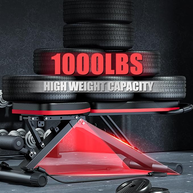 ALSO GO Adjustable Weight Bench, Workout Benches with Leg Extension, Foldable Incline Decline Bench Press, Roman Chair, Full Body Strength Training Equipment for Home Gym