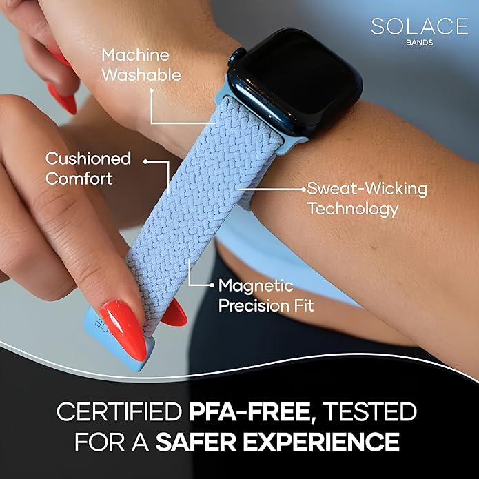 Solace Bands Imperium Adapt Wide Adjustable Nylon Braided Watch Band - Compatible with All Apple Watches - Solace Apple Watch Bands for Women & Men - Smart Watches Band Series 11-1, Ultra, SE