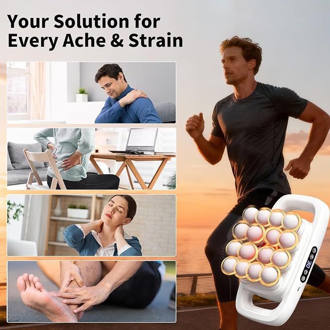 16 Head Massage Gun, 2026 Upgrade Deep Tissue Massager with 48KG Force, 3 Modes & 30 Intensities, Portable and Quiet Percussion Gun for Neck, Back, Legs, Waist, Buttocks Muscle Pain Relief