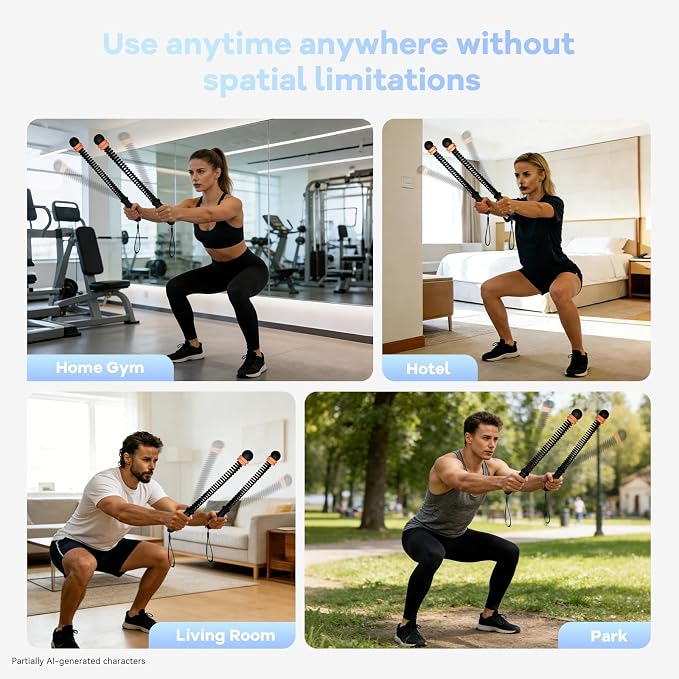 Cordless Battle Ropes with Adjustable Resistance Springs | Ultra-Portable Cordless Battle Ropes
