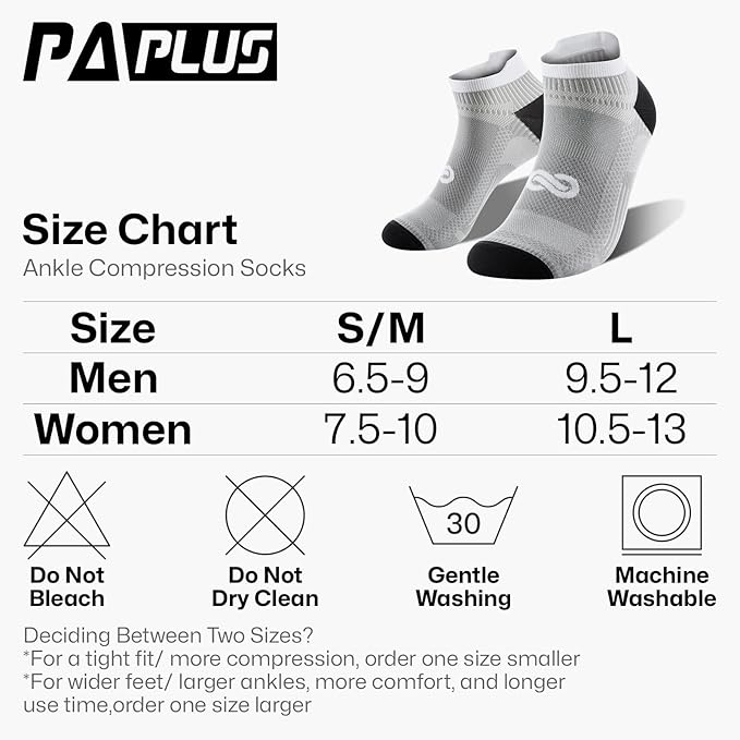 Compression Socks for Men Women Ankle Running Socks for Plantar Fasciitis | Low Cut Athletic Ankle Socks with Ankle & Arch Support for Running, Cycling, Golf, Work, Plantar Fasciitis Relief