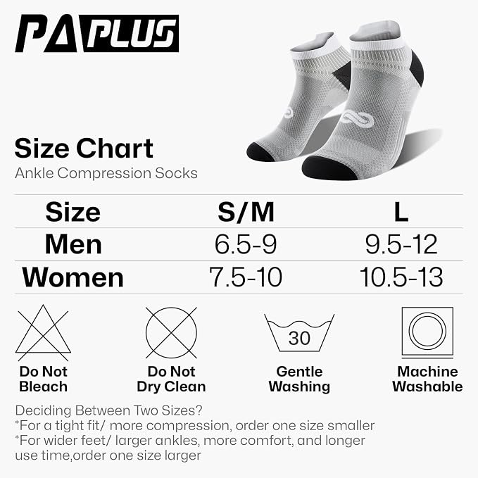 Compression Socks for Men Women Ankle Running Socks for Plantar Fasciitis | Low Cut Athletic Ankle Socks with Ankle & Arch Support for Running, Cycling, Golf, Work, Plantar Fasciitis Relief