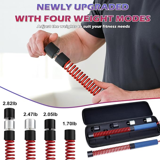 Upgraded Ropeless Battle Ropes for Home Gym, 1.7-2.8 lb Weighted Cords | Four Adjustable Weight Workout Handles for HIIT, Strength & Low-Impact Cardio Training, Full Body Exercise Equipment
