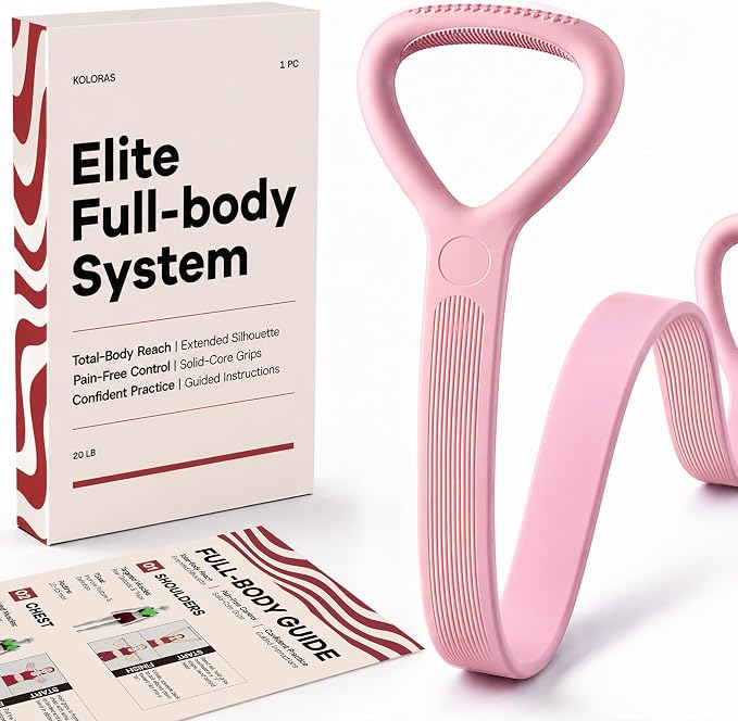 Figure 8 Resistance Band with Full Body Workout Guide, 20LB Total Body Exercise Band with Comfortable Solid Handles for Arms, Back, Shoulders, Stretching & Home Workout
