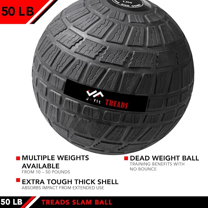 JFIT Slam Ball – Build Strength - Endurance & Power | Superior Grip | Sand-Filled Core | Indoor & Outdoor Use