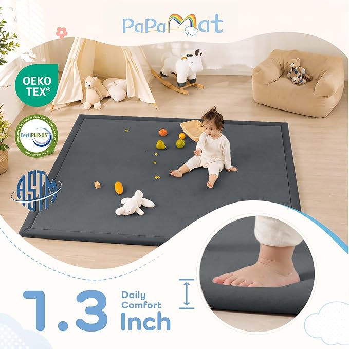 1.3" Thick Baby Play Mat for Floor,28x72 Bedside Rugs, Non-Slip,Dark Grey | Ultra Soft Playmat for Baby,Tummy Time Foam Mats,Cushioned for Infant,Kids and Toddler Crawling,Easy Care