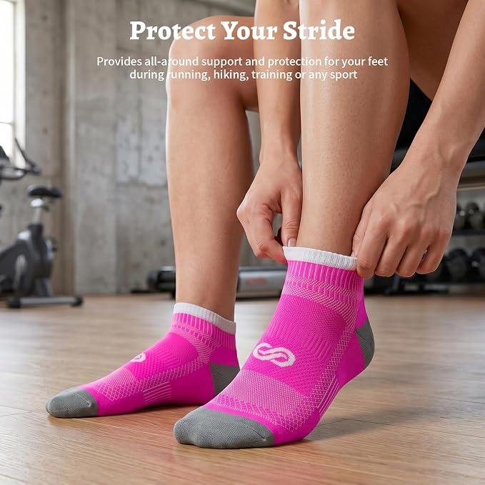 Compression Socks for Men Women Ankle Running Socks for Plantar Fasciitis | Low Cut Athletic Ankle Socks with Ankle & Arch Support for Running, Cycling, Golf, Work, Plantar Fasciitis Relief