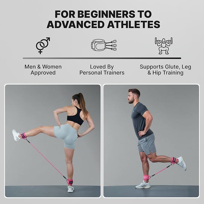 DMoose Ankle Strap for Cable Machine - One Size Fit with Premium Padding, Workout Kickback Ankle Cuffs, Ankle Bands for Working Out, Booty Workouts, Leg Extension, Hip Abductors & Lower Body Exercises