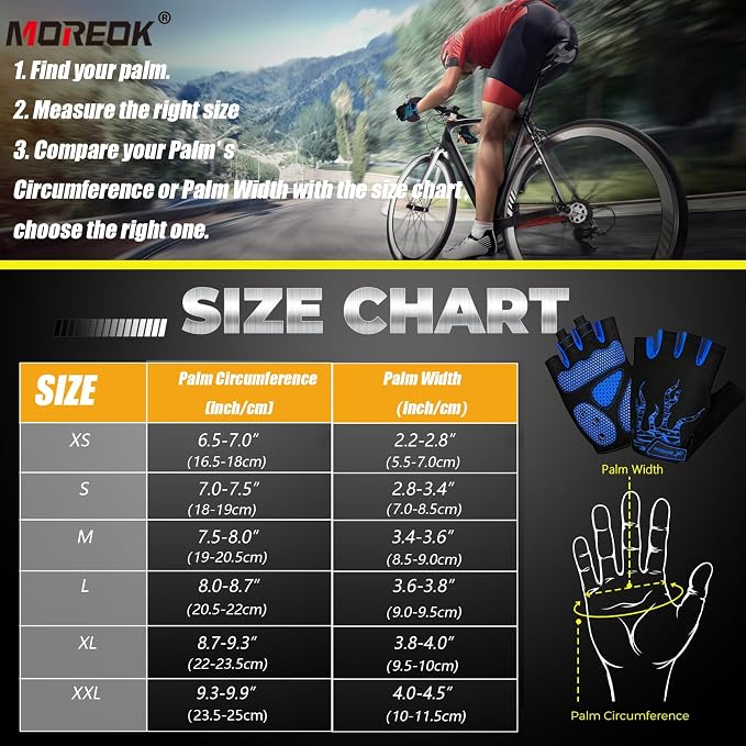 Cycling Gloves Bike Bicycle Gloves, Half Finger 5MM Gel Anti-Slip | Biking Gloves for Men Women Gym workout exercise Motorcycle Hiking Rowing Outdoor Sports