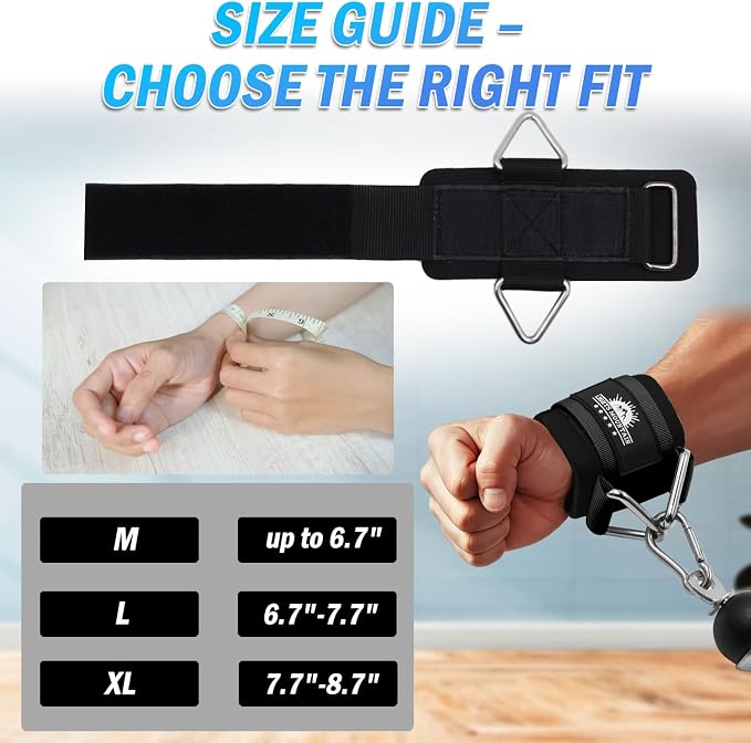 Wrist Cuffs for Cable Machines – Padded & Adjustable Straps for Lateral Raises, Tricep Pushdowns & Strength Training