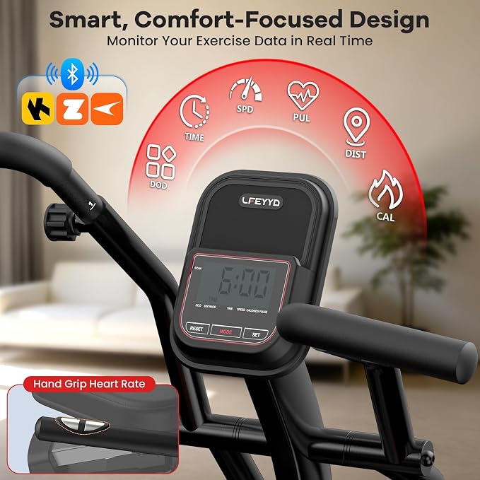 Recumbent Exercise Bike for Home, Stationary Bike with Arm Exerciser | 16-Level Magnetic Resistance, 450LBS Capacity, Bluetooth App, LCD Monitor,Heart Rate, Low-Impact Cardio & Physical Therapy