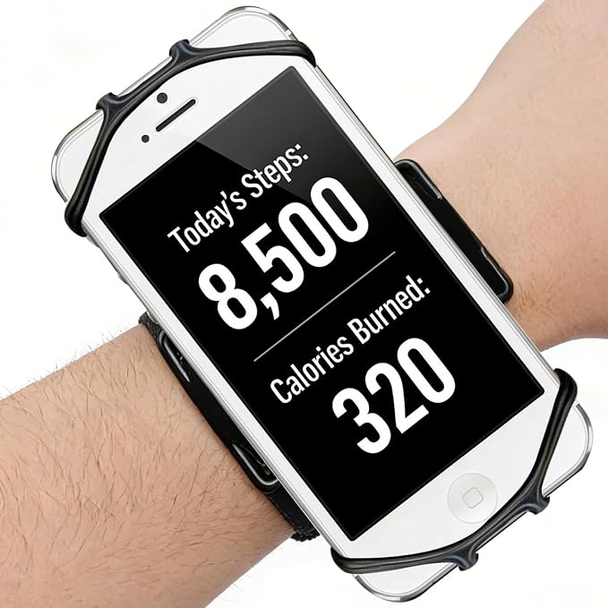 Wristband Phone Holder Mobile Phone Black Wrist Band | 360°Rotatable Hiking Biking Running Sports Wristband for Smartphones 4.5-7''