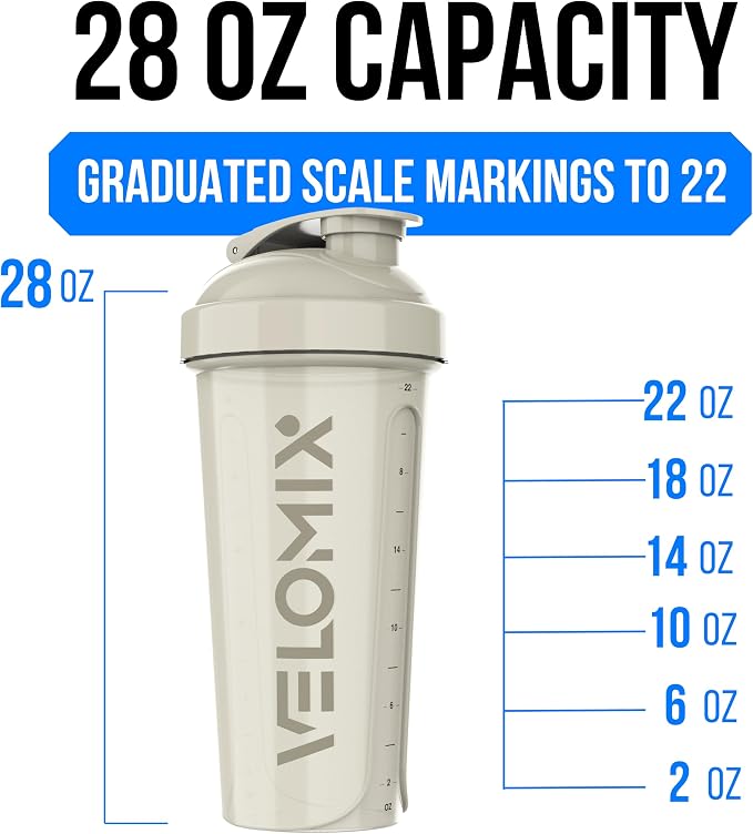 VELOMIX 6 Pack 28oz Protein Shaker Bottle for Protein Mixes, Earth Tones | 6x Wire Whisk, Leak Proof Shaker Cups for Protein Shakes, Stackable, Multipack Value Set for Home, Gym, Office and Car