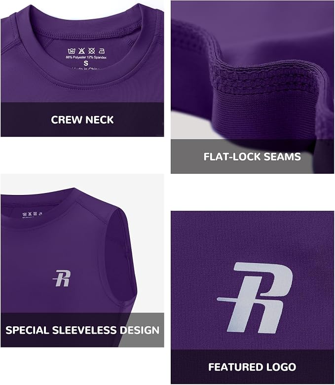 Runhit Boys Sleeveless Compression Shirt Kids Athletic Tank Tops Youth Quick Dry Undershirt for Football Basketball