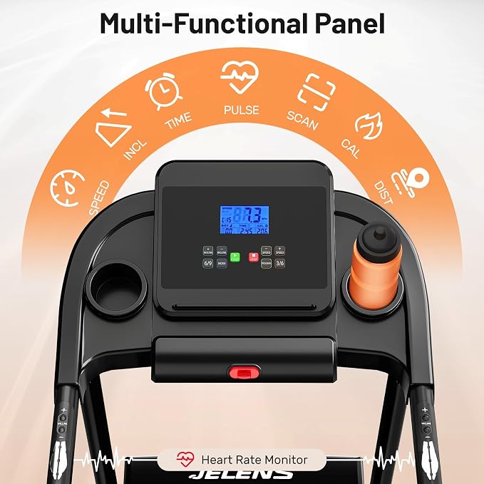 JELENS Treadmill for Home with 0-15% Auto Incline, Foldable Walking Pad Treadmill with 330LBS Weight Capacity and Pulse Sensors, 3.0HP Quiet Walking Pad with App and LCD Display