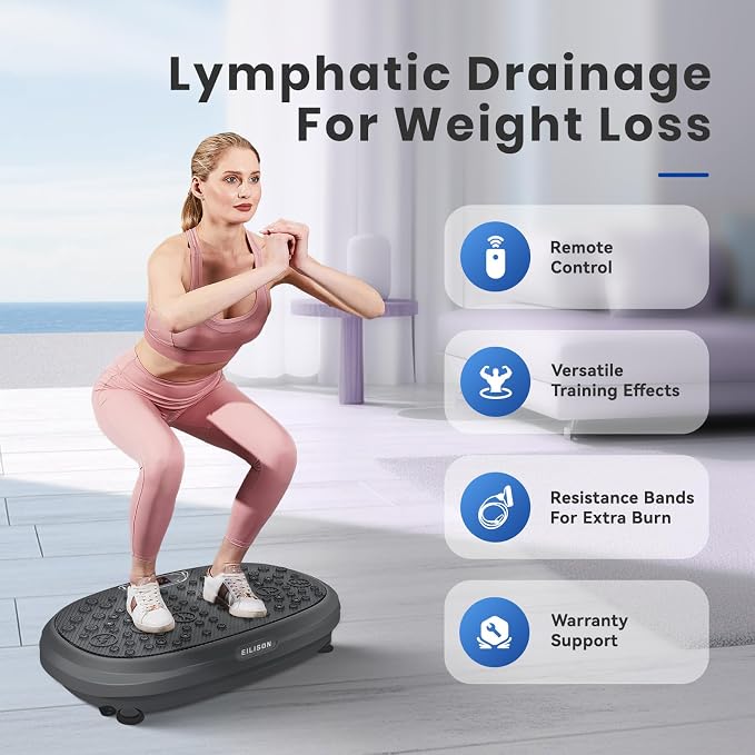 FitMaxx 3D XL Vibration Plate Exercise Machine - Whole Body Workout Vibration Platform w/Loop Bands - Lymphatic Drainage Machine for Weight Loss, Shaping, Recovery