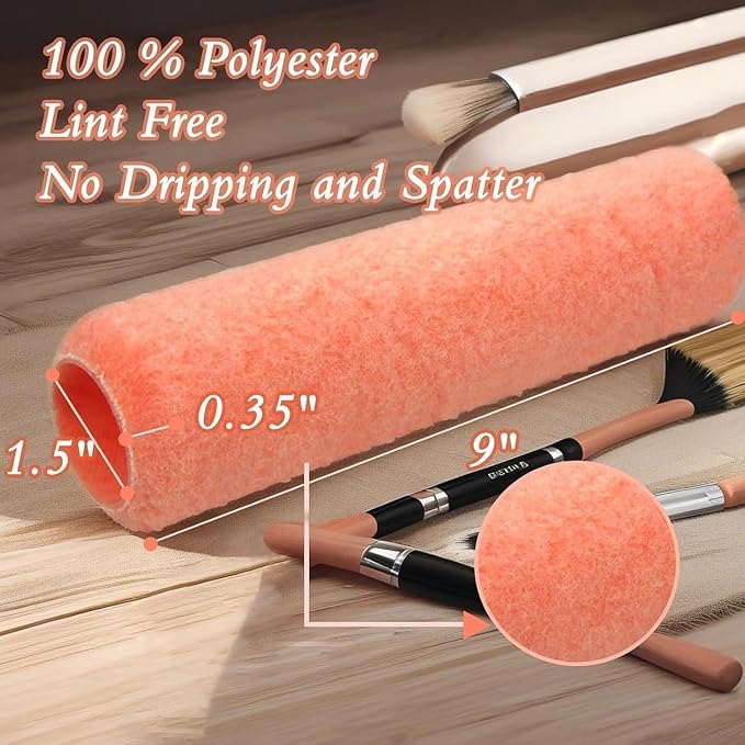 King Origin Paint Roller Covers, 3 Pack, 9 Inch 3/8" Nap | Paint Roller 3/8" Nap High Dense Roller Covers for Smooth and Textured Rough Surfaces