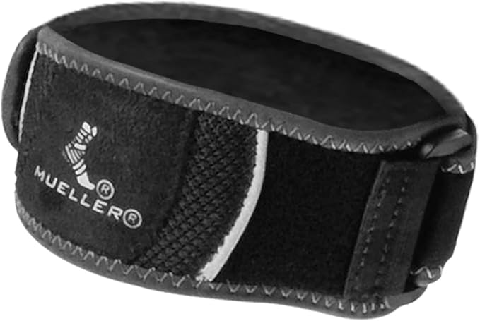 MUELLER Sports Medicine Hg80 Premium Tennis Elbow Support Strap, Elbow Pain Relief Brace For Men and Women, Black,