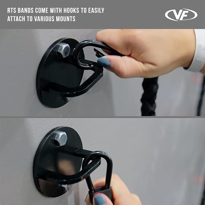 Valor Fitness Resistance Bands - 5lb to 25lbs - Carabiners Attached & 2 Bands per Weight Option with Handles– Sheath Covered - Strength Training New Compact 39" Design - Wall Door Rack Mount Options