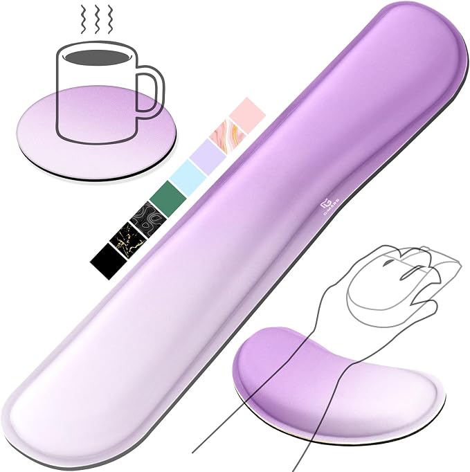 Gimars Upgrade Enlarge Silky Gel Memory Foam Keyboard Wrist Rest, Wrist Rest for Computer Keyboard, Ergonomic Mouse pad Rests for Typing Pain Relief, Wrist Support for Office, Gaming, Purple Gradient
