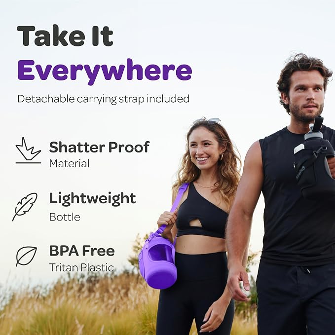 Hydracy Motivational Water Bottle with Time Marker and Straw Lid 78 oz | Leakproof,BPA Free,No Sweat Neoprene Sleeve,Carry Strap,Daily Intake Tracking for Fitness & Outdoors