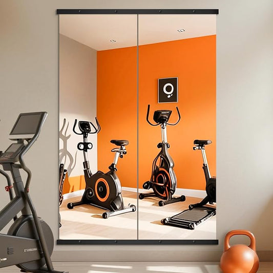 Home Gym Mirror for Wall, 70x24x2PCS Frameless Full Length Mirror, Black | HD Shatterproof Glass, Easy Wall Mount, Large Body Mirrors for Home Gym, Workout, Bedroom, Garage