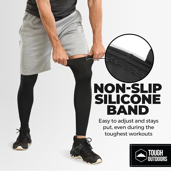 Tough Outdoors Leg Compression Sleeve - Leg Sleeves for Men & Women - Compression Calf Sleeves - Basketball Football Cycling