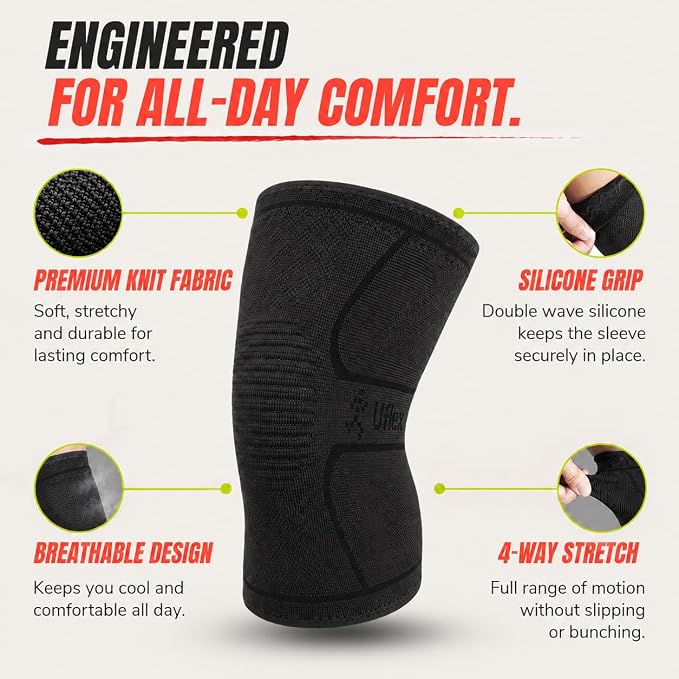 Knee Brace for Men and Women Knee Compression Sleeve Knee Support Wraps for Arthritis Joint Pain Relief, Workout, Swelling, Sports, Circulation, Running, Recovery for ACL & Meniscus Tear