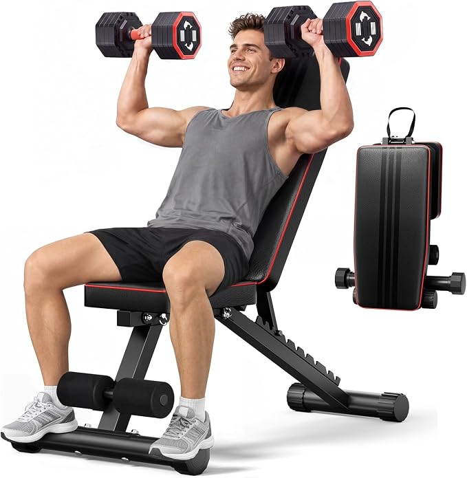 All in 1 Weight Bench, Adjustable Bench for Full Body Workout Home Gym