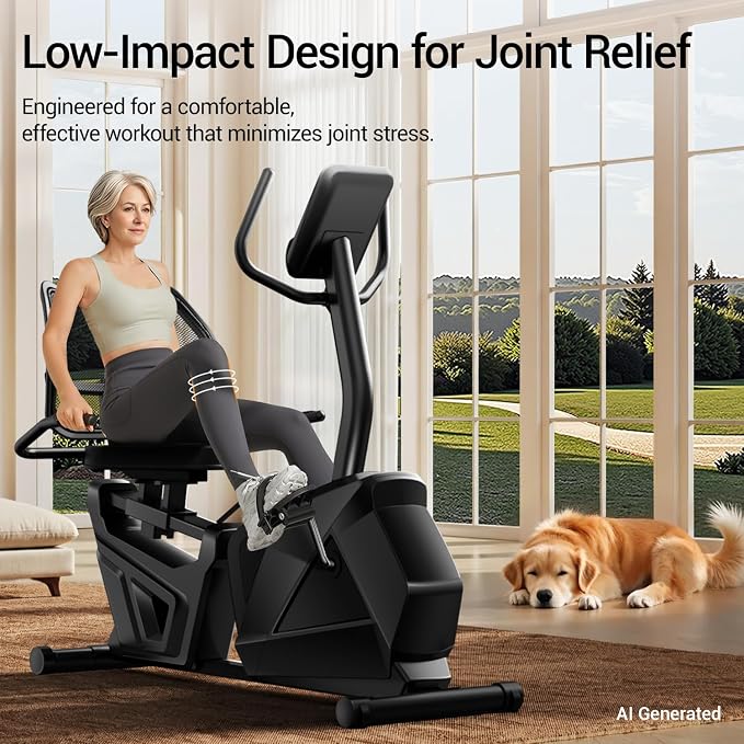 CURSOR FITNESS Recumbent Exercise Bike, Quiet Recumbent Stationary Bike for Adults & Seniors, Magnetic Stationary Bike with 16-Level Resistance, Supports 350LB, Heart Rate Handle & LCD Display