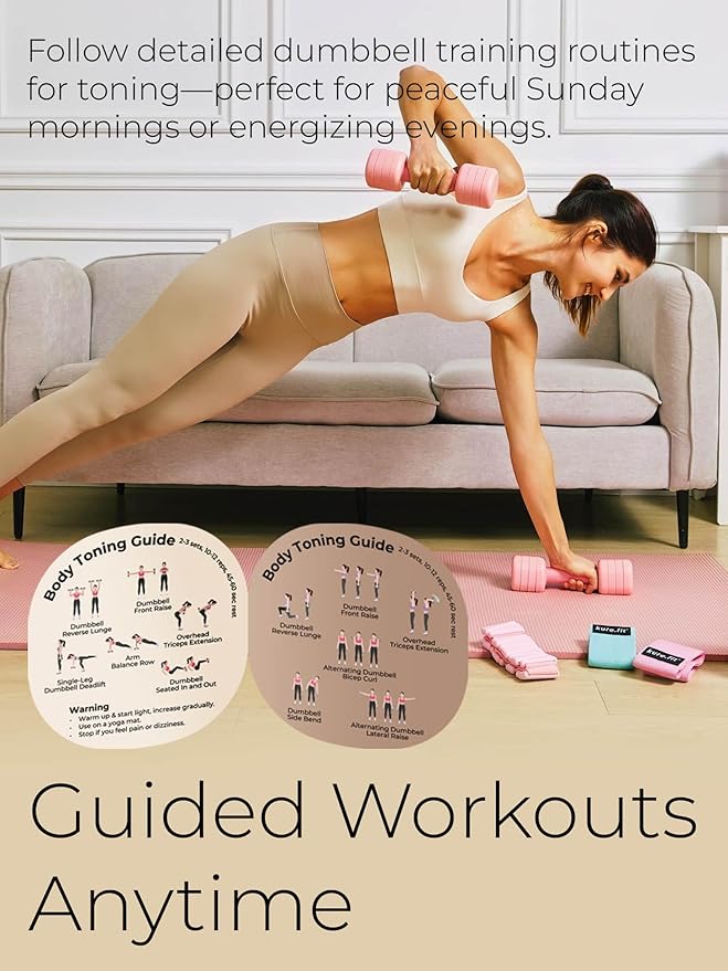 Adjustable Dumbbell Set｜2LB 3LB 4LB 5LB Light Hand Weights for Women｜One-Twist Weight Adjustment｜Non-Slip Curved Grip Handle｜Free Weights for Home Gym, Rehab, Pilates, Yoga, Strength Training