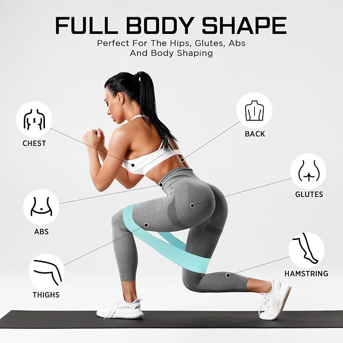 24 Pcs Fabric Resistance Bands for Working Out Strength Exercise Bands for Women Men Resistance Loop for Legs and Butt, Yoga, Pilates, Rehab, Fitness and Home
