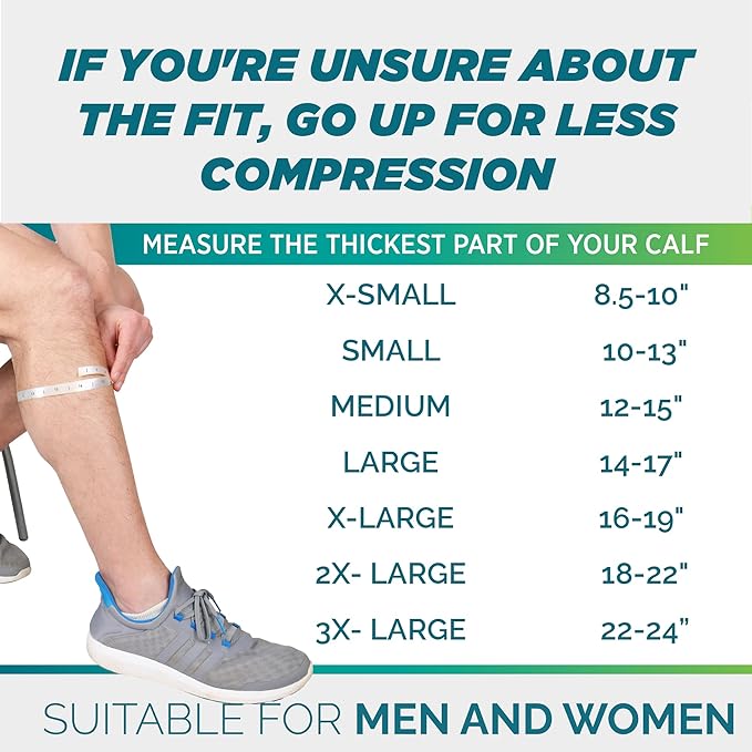 Run Forever Calf Compression Sleeve for Men & Women, 20-30mmHg Compression | Leg Sleeve for Shin Splints, Varicose Veins, Swelling & Pain Relief | Footless socks for Running, Cycling & Travel