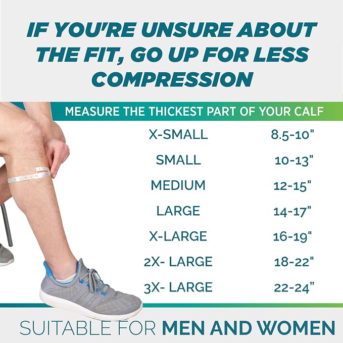 Run Forever Calf Compression Sleeve for Men & Women, 20-30mmHg Compression | Leg Sleeve for Shin Splints, Varicose Veins, Swelling & Pain Relief | Footless socks for Running, Cycling & Travel