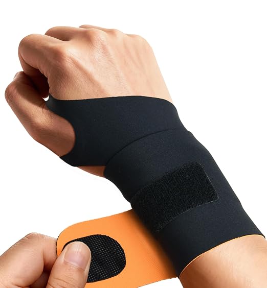 Ultra-Thin Elastic Wrist Brace Wrist Wraps, Compression Wrist Straps Support for Carpal Tunnel Arthritis Tendonitis Sprains Pain Relief Workout, Soft & Comfortable (Black (Pack of 2))