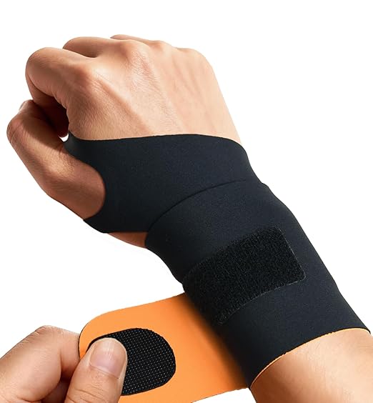Ultra-Thin Elastic Wrist Brace Wrist Wraps, Compression Wrist Straps Support for Carpal Tunnel Arthritis Tendonitis Sprains Pain Relief Workout, Soft & Comfortable (Black (Pack of 1))